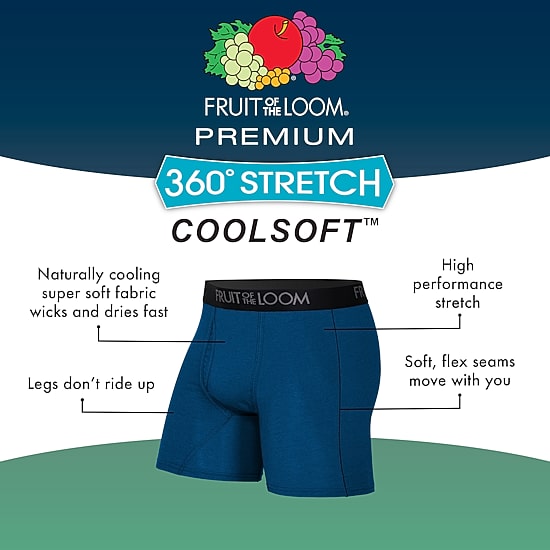 Fruit of the Loom 360 Stretch Coolsoft Mens 4 Pack Boxer Briefs Stc4bb1j