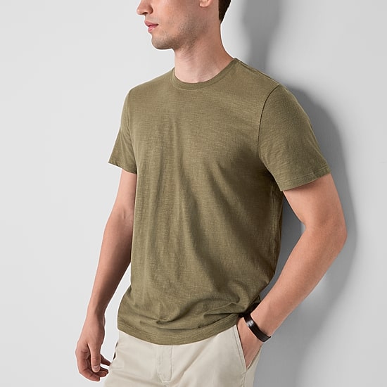 mutual weave Slub Mens Crew Neck Short Sleeve T-Shirt
