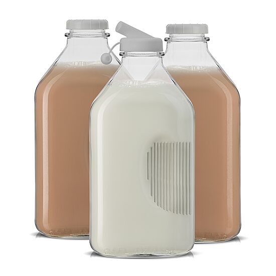 Joyjolt Glass Milk Bottles With Silicone Pour Lid Beverage Dispenser