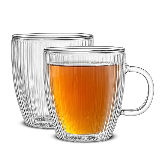 Joyjolt Fluted Savor Double Wall 2-pc. Coffee Mug