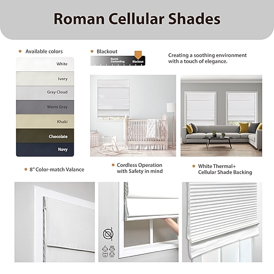 Insulating Energy Saving Cordless Blackout Roman Shade