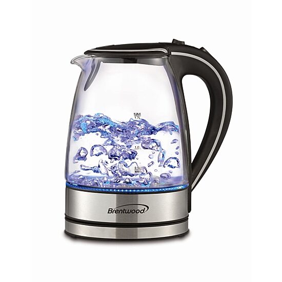 Brentwood 1.7L Tempered Glass Tea Kettle