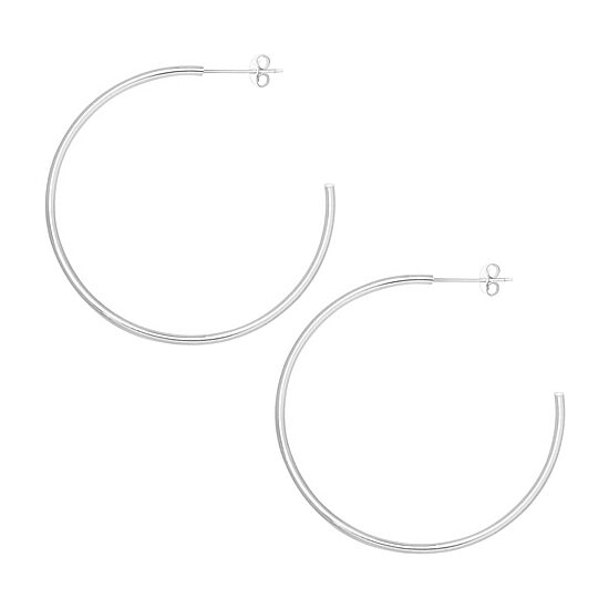 Silver Treasures Sterling Silver Hoop Earrings