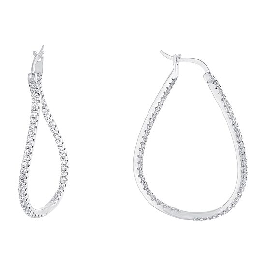Sparkle Allure Womens Cubic Zirconia 41.4mm Hoop Earrings