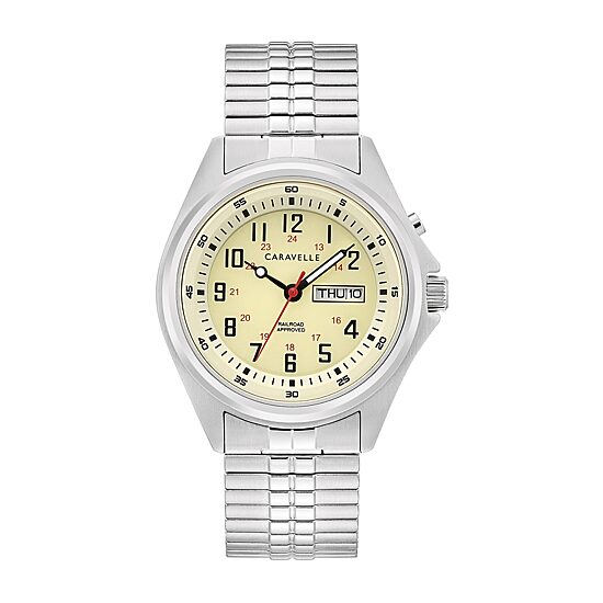 Caravelle Designed By Bulova Mens Silver Tone Stainless Steel Expansion Watch 43c124