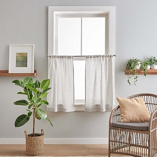 Peri Home 100% Linen 2-pc. Rod Pocket Window Tier