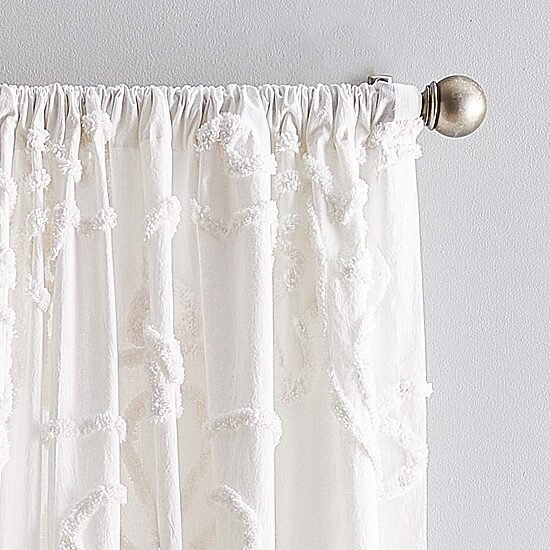 Peri Home Gates Tufted Chenille Rod Pocket Embroidered Light-Filtering Set of 2 Curtain Panel
