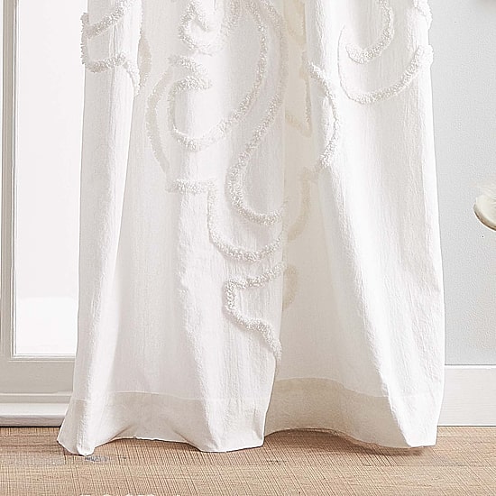 Peri Home Gates Tufted Chenille Rod Pocket Embroidered Light-Filtering Set of 2 Curtain Panel