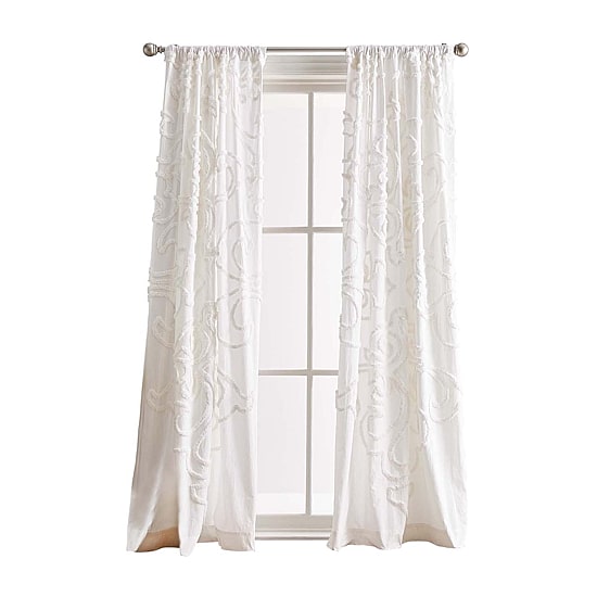 Peri Home Gates Tufted Chenille Rod Pocket Embroidered Light-Filtering Set of 2 Curtain Panel