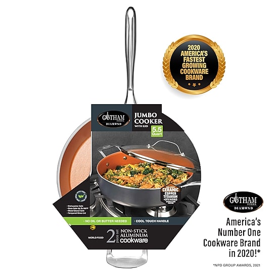 Gotham Steel 5.5-qt. Jumbo Cooker with Tempered Glass Lid