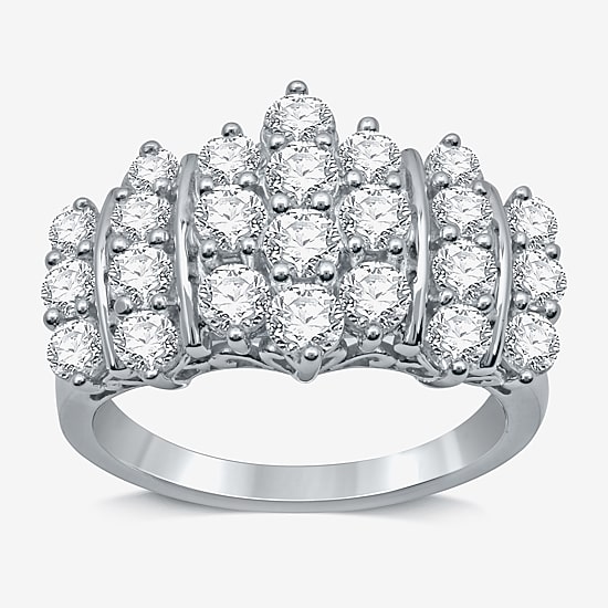 Womens 2 CT. T.W. Natural White Diamond 10K Gold Cluster Band