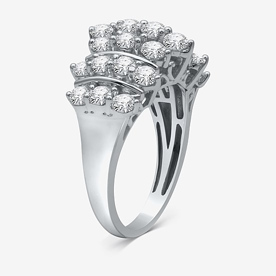 Womens 2 CT. T.W. Natural White Diamond 10K Gold Cluster Band