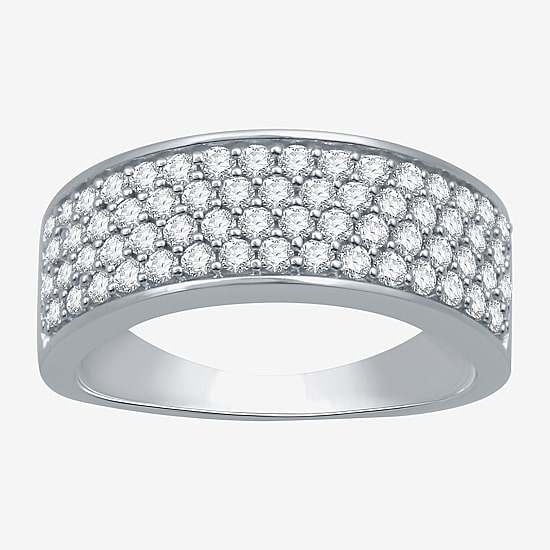 Womens 1 CT. T.W. Natural White Diamond 10K Gold Anniversary Wedding Band