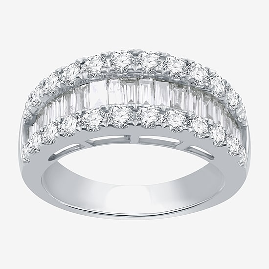 (H-I / I1) Womens 2 CT. T.W. Lab Grown White Diamond 10K Gold Anniversary Wedding Band