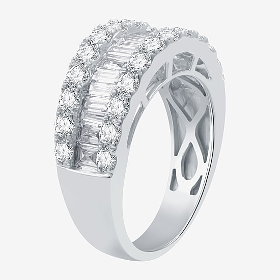 (H-I / I1) Womens 2 CT. T.W. Lab Grown White Diamond 10K Gold Anniversary Wedding Band