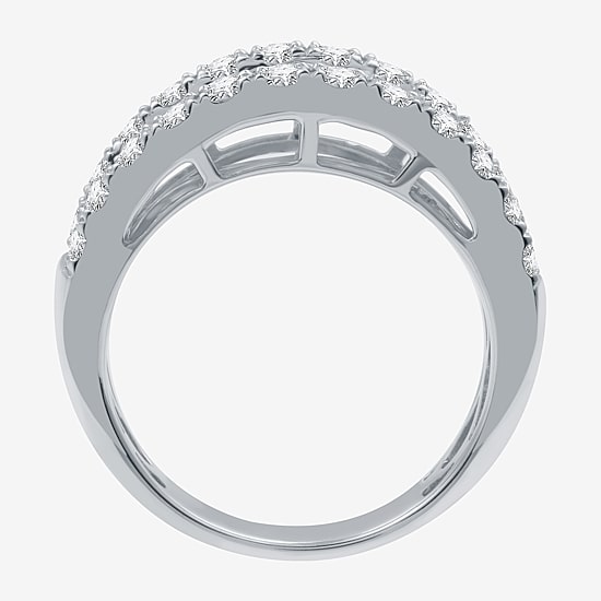 (H-I / I1) Womens 2 CT. T.W. Lab Grown White Diamond 10K Gold Anniversary Wedding Band