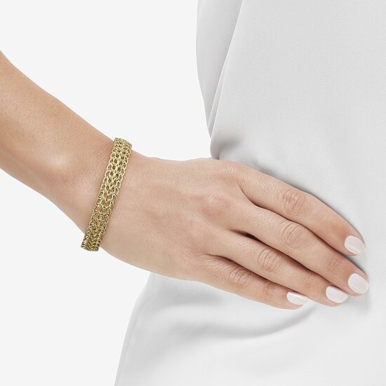 Womens 14K Gold Hollow Link Chain Bracelet