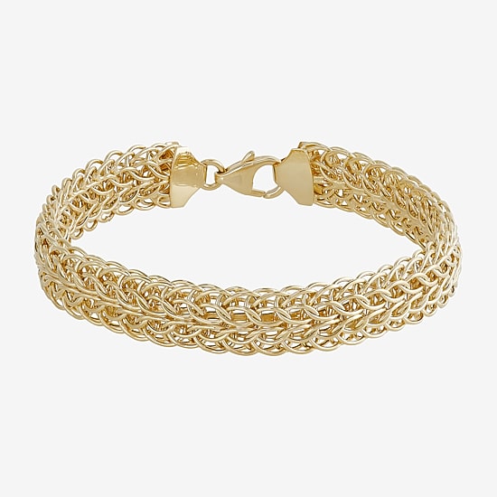Womens 14K Gold Hollow Link Chain Bracelet