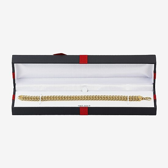 Womens 14K Gold Hollow Link Chain Bracelet