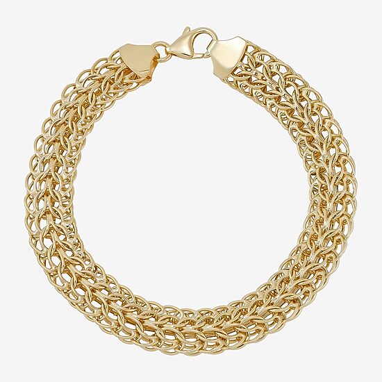 Womens 14K Gold Hollow Link Chain Bracelet