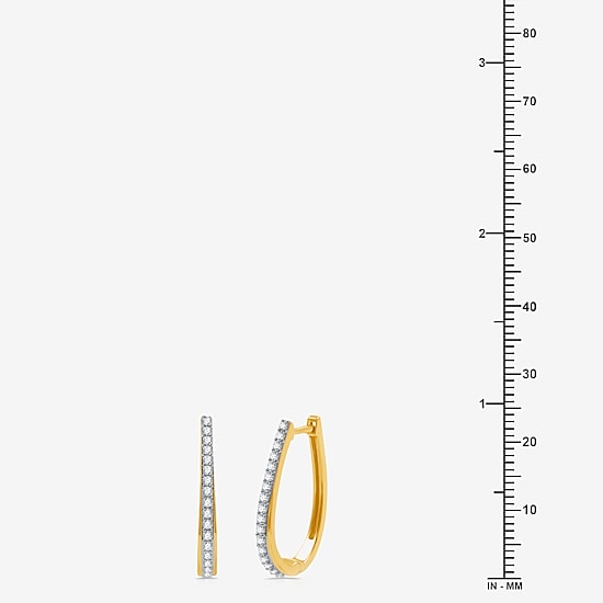 Womens 1/2 CT. T.W. Natural White Diamond Sterling Silver 24mm Hoop Earrings