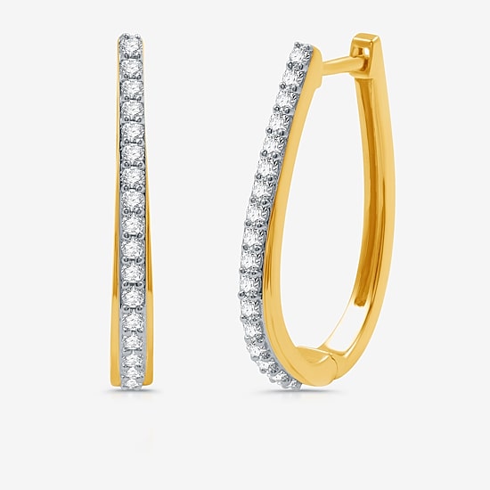 Womens 1/2 CT. T.W. Natural White Diamond Sterling Silver 24mm Hoop Earrings