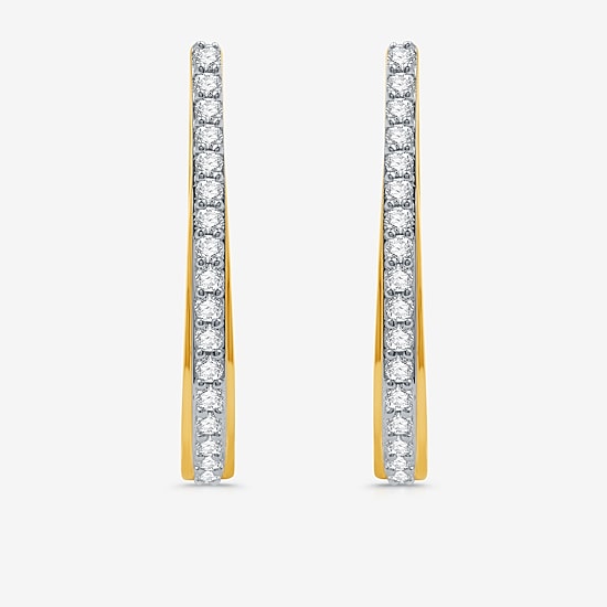 Womens 1/2 CT. T.W. Natural White Diamond Sterling Silver 24mm Hoop Earrings