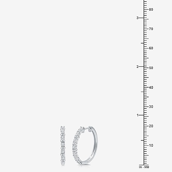 Womens 1/4 CT. T.W. Natural White Diamond Sterling Silver 19.9mm Hoop Earrings