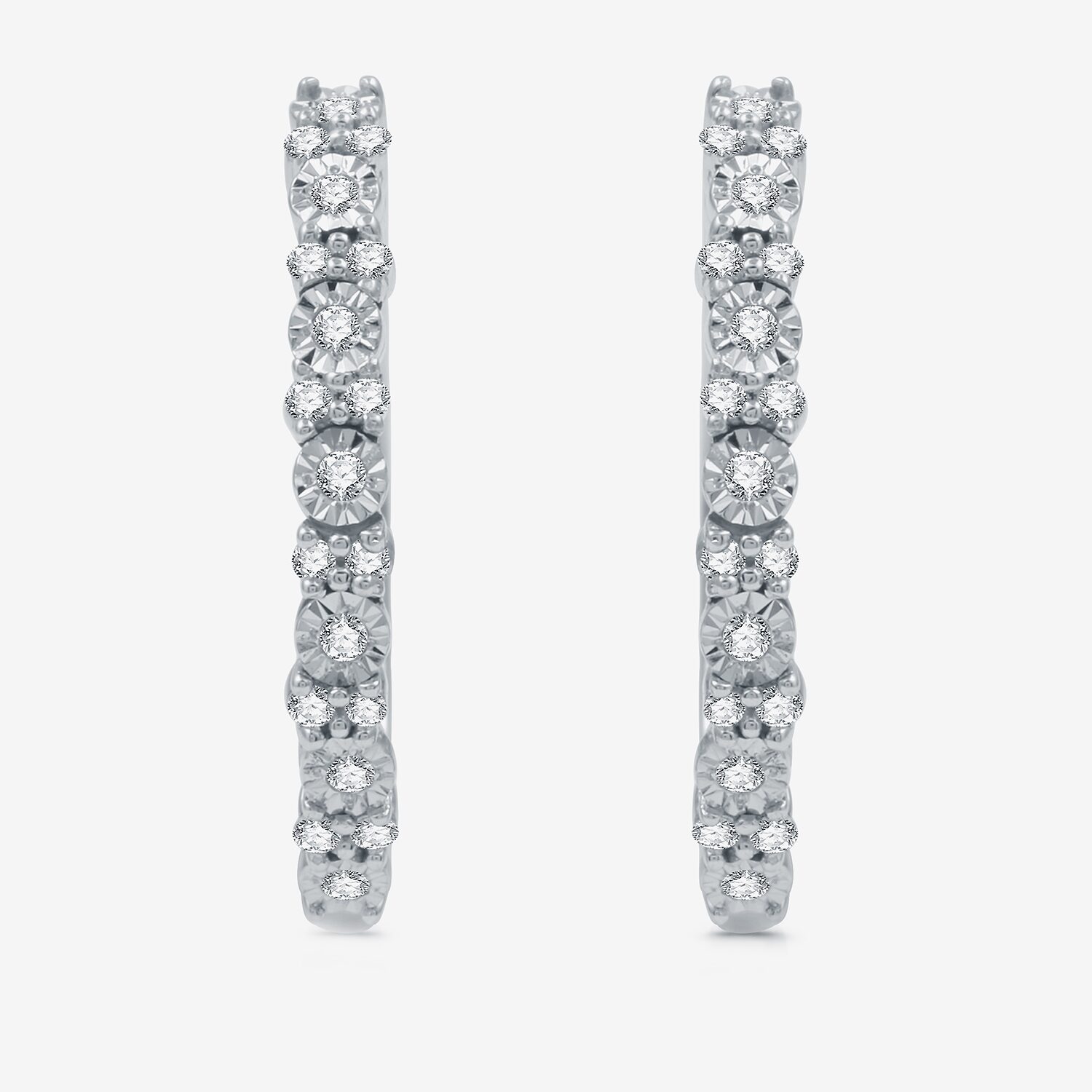 Womens 1/4 CT. T.W. Natural White Diamond Sterling Silver 19.9mm Hoop Earrings