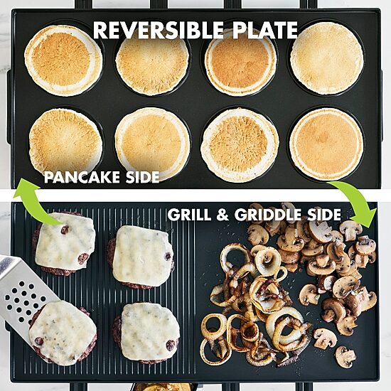 GreenPan Electrics Healthy Ceramic Nonstick, 3-in-1 Reversible Grill, Griddle & Raclette