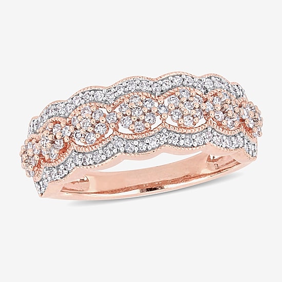 Womens 2.5MM 1/2 CT. T.W. Natural White Diamond 10K Gold Anniversary Band
