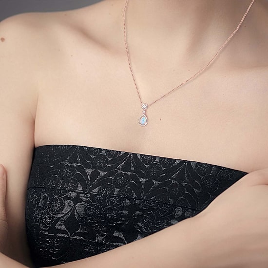 Womens Gemstone 14K Rose Gold Over Silver Pear Pendant Necklace