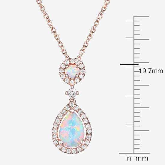 Womens Gemstone 14K Rose Gold Over Silver Pear Pendant Necklace