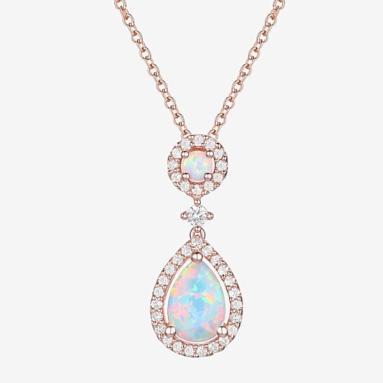 Womens Gemstone 14K Rose Gold Over Silver Pear Pendant Necklace