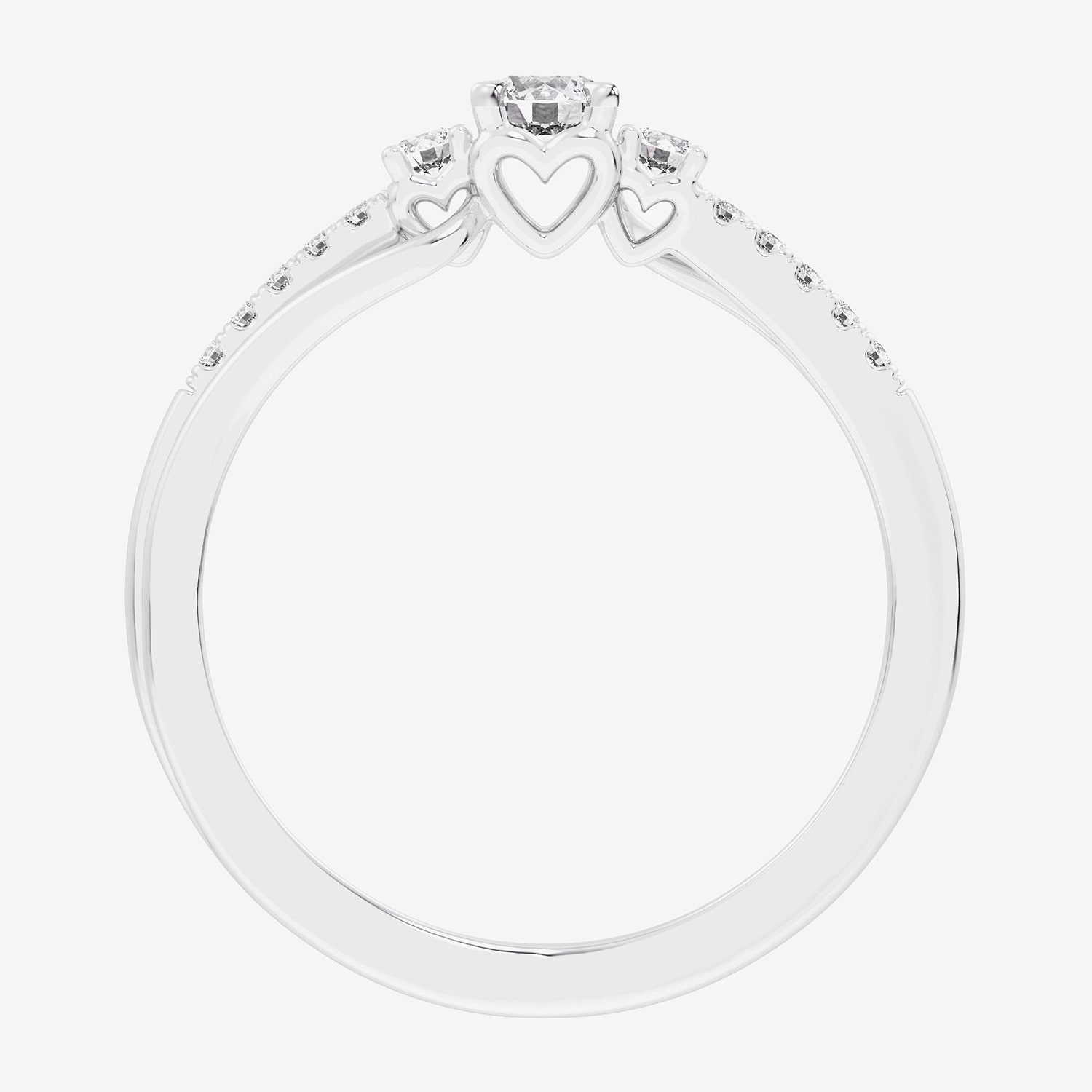G-H / Si1-Si2) Womens 1/3 CT. T.W. Lab Grown White Diamond Sterling Silver Side Stone 3-Stone Promise Ring