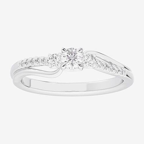 Modern Bride (g-h / Si1-si2) Womens 1/3 Ct. T.w. Lab Grown White Diamond Sterling Silver Side Stone 3-stone Promi In Transparent
