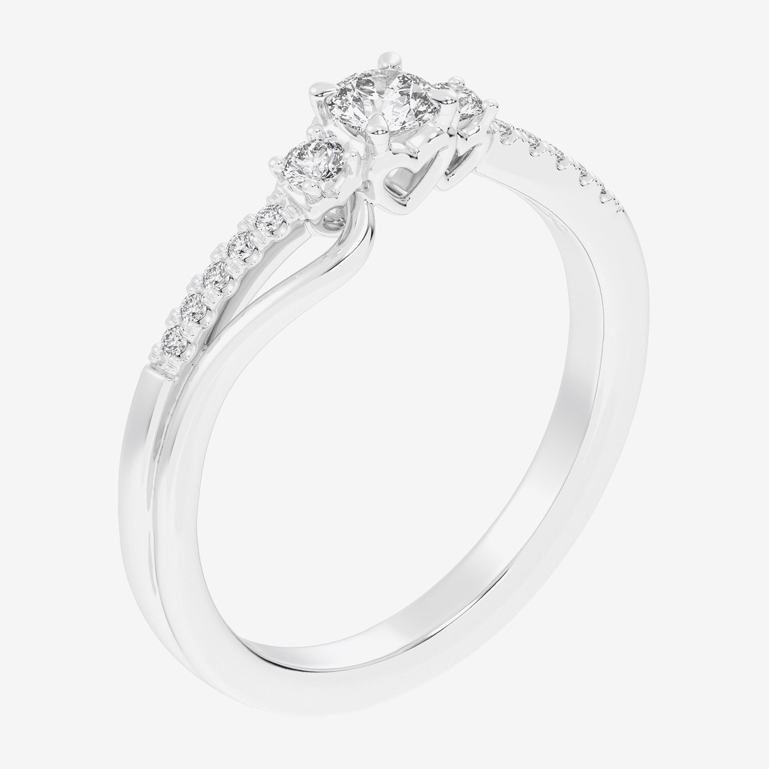 G-H / Si1-Si2) Womens 1/3 CT. T.W. Lab Grown White Diamond Sterling Silver Side Stone 3-Stone Promise Ring