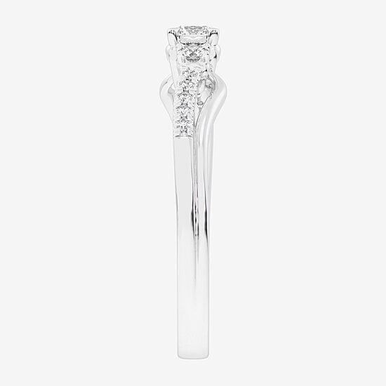 (G-H / Si1-Si2) Womens 1/3 CT. T.W. Lab Grown White Diamond Sterling Silver Side Stone 3-Stone Promise Ring