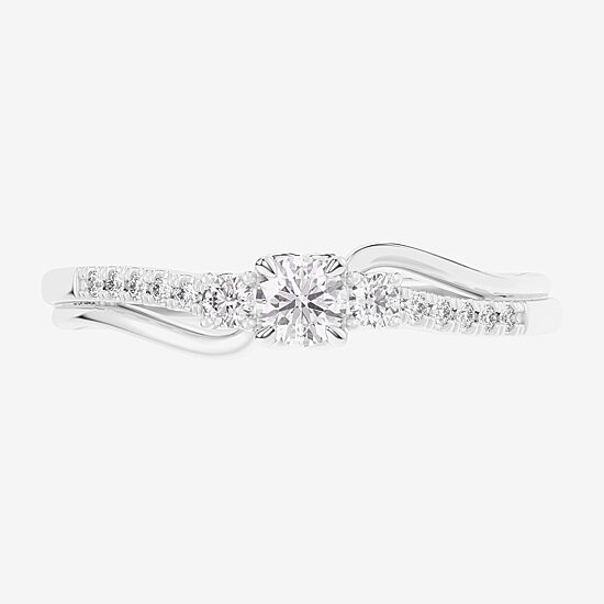 (G-H / Si1-Si2) Womens 1/3 CT. T.W. Lab Grown White Diamond Sterling Silver Side Stone 3-Stone Promise Ring