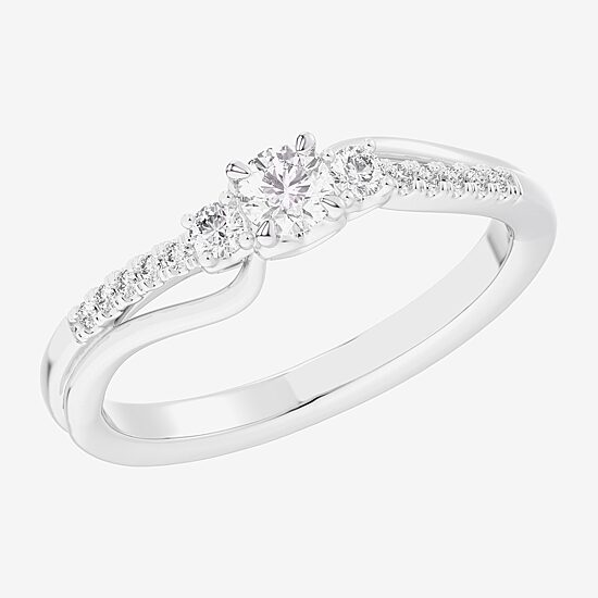 (G-H / Si1-Si2) Womens 1/3 CT. T.W. Lab Grown White Diamond Sterling Silver Side Stone 3-Stone Promise Ring