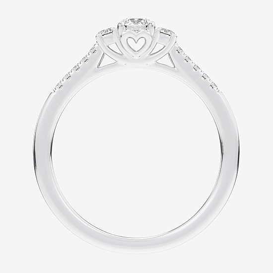 (G-H / Si1-Si2) Womens 1/3 CT. T.W. Lab Grown White Diamond Sterling Silver Side Stone 3-Stone Promise Ring