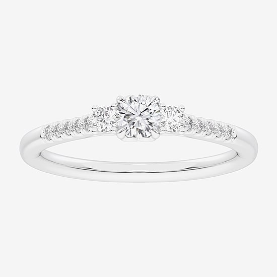 (G-H / Si1-Si2) Womens 1/3 CT. T.W. Lab Grown White Diamond Sterling Silver Side Stone 3-Stone Promise Ring
