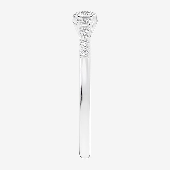 (G-H / Si1-Si2) Womens 1/3 CT. T.W. Lab Grown White Diamond Sterling Silver Side Stone 3-Stone Promise Ring