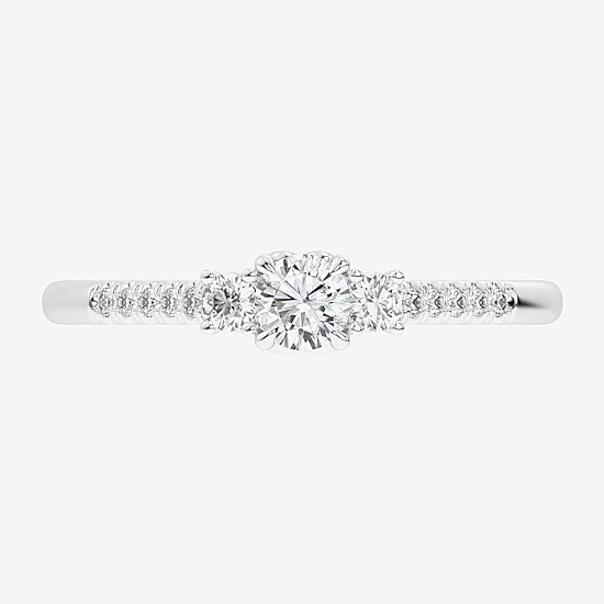 (G-H / Si1-Si2) Womens 1/3 CT. T.W. Lab Grown White Diamond Sterling Silver Side Stone 3-Stone Promise Ring