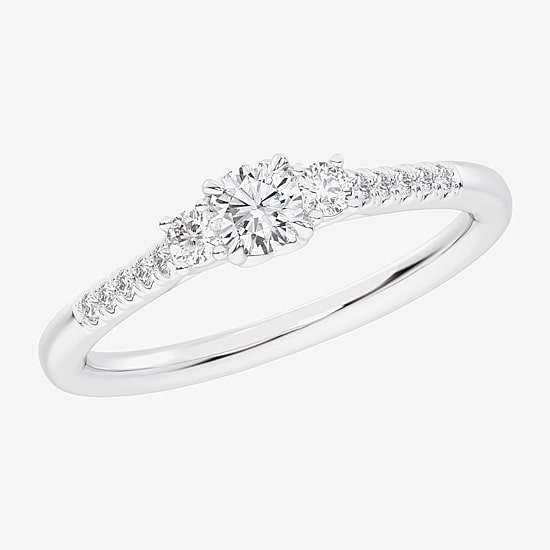 (G-H / Si1-Si2) Womens 1/3 CT. T.W. Lab Grown White Diamond Sterling Silver Side Stone 3-Stone Promise Ring