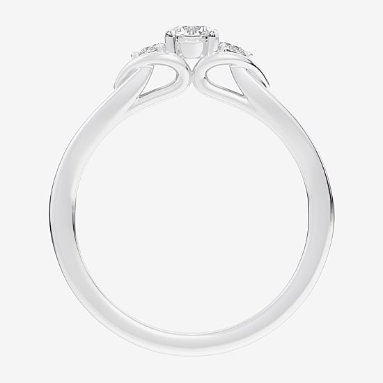 (G-H / Si1-Si2) Womens 1/3 CT. T.W. Lab Grown White Diamond Sterling Silver Side Stone 3-Stone Promise Ring
