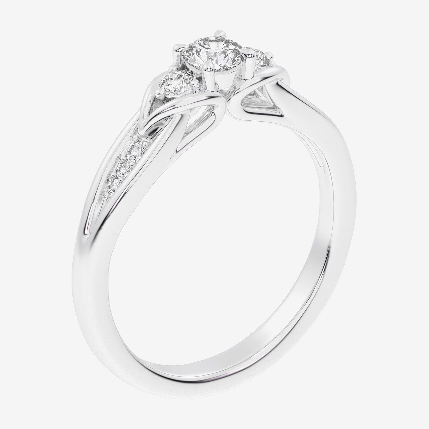 G-H / Si1-Si2) Womens 1/3 CT. T.W. Lab Grown White Diamond Sterling Silver Side Stone 3-Stone Promise Ring