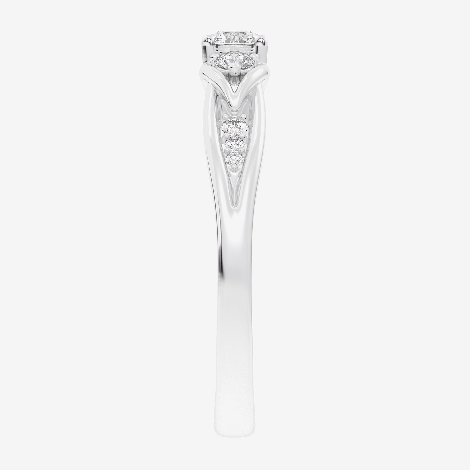 G-H / Si1-Si2) Womens 1/3 CT. T.W. Lab Grown White Diamond Sterling Silver Side Stone 3-Stone Promise Ring