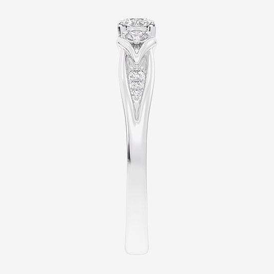 (G-H / Si1-Si2) Womens 1/3 CT. T.W. Lab Grown White Diamond Sterling Silver Side Stone 3-Stone Promise Ring