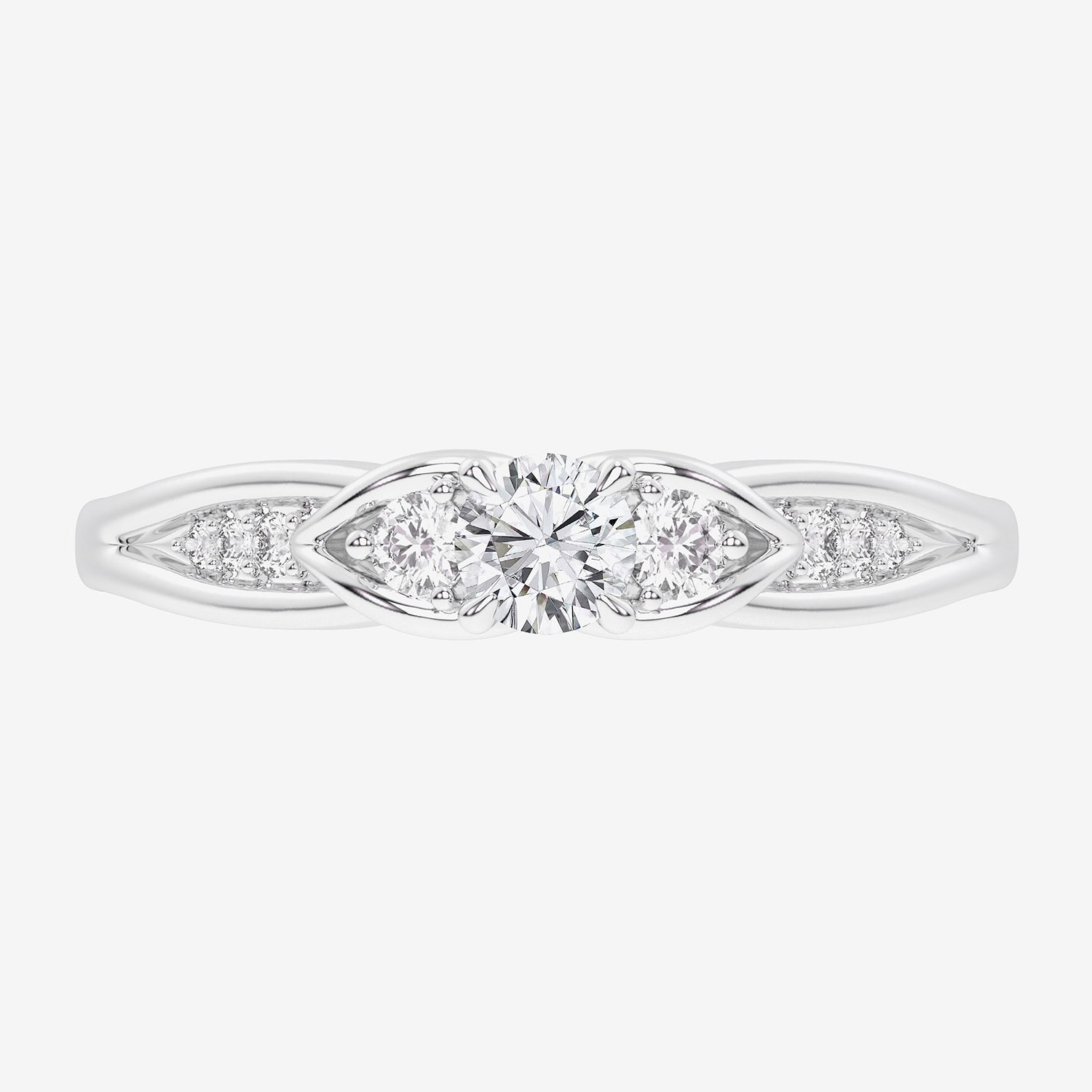 G-H / Si1-Si2) Womens 1/3 CT. T.W. Lab Grown White Diamond Sterling Silver Side Stone 3-Stone Promise Ring